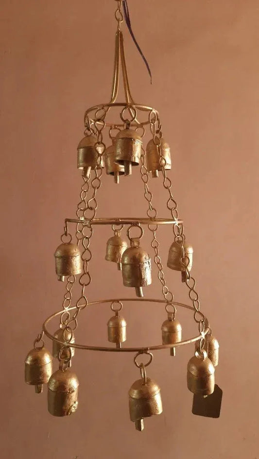 Rustic and Polished Jhumar with Wind Chimes - ArtyCraftz
