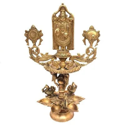 Brass Tirupati Balaji Idol Oil Lamp-ArtyCraftz.com