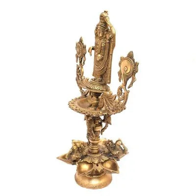 Brass Tirupati Balaji Idol Oil Lamp-ArtyCraftz.com