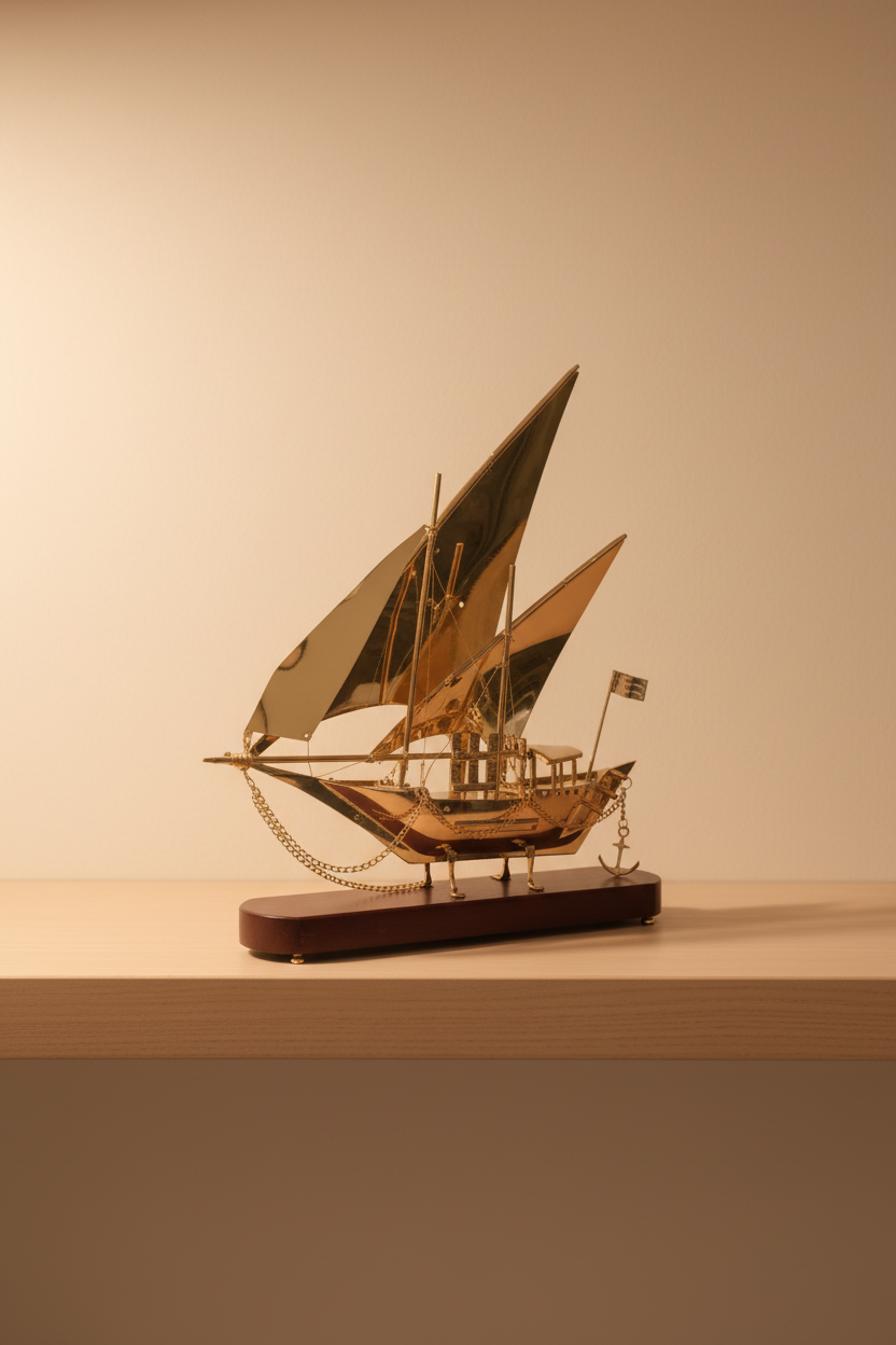 Luxury Brass Dhow Ship Showpiece-ArtyCraftz.com