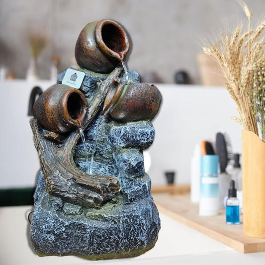 Serene Resin 3 - Pot Table Top Fountain with Stone Finish - ArtyCraftz