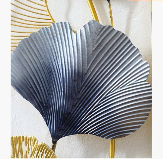 Set of 2 Leaves Design Wall Hanging Metal Art Frame 13*36 Inches - ArtyCraftz