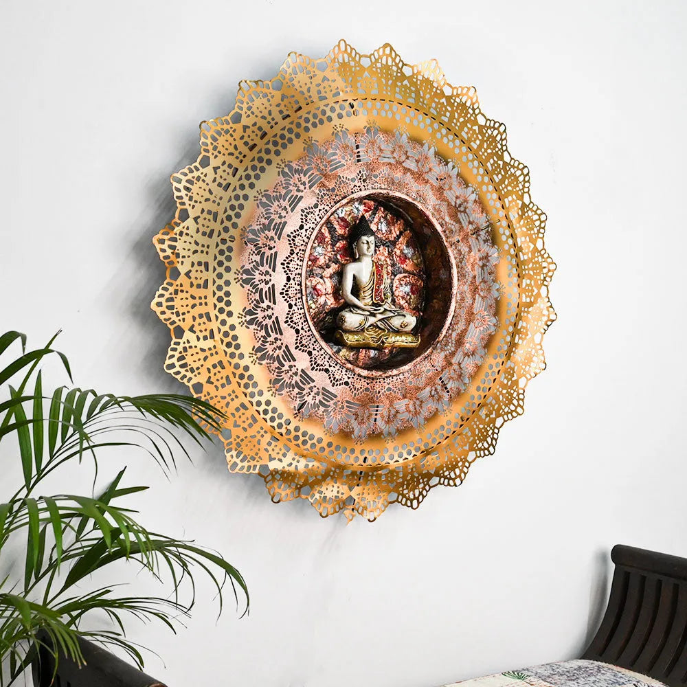 Sacred Halo Of Buddha Metal Wall Art With LED Light