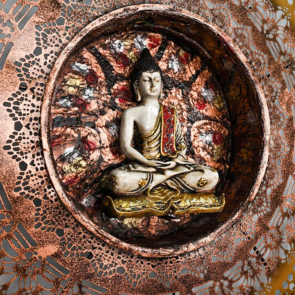 Sacred Halo Of Buddha Metal Wall Art With LED Light