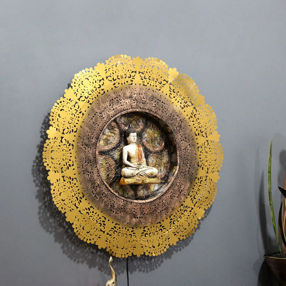 Sacred Halo Of Buddha Metal Wall Art With LED Light