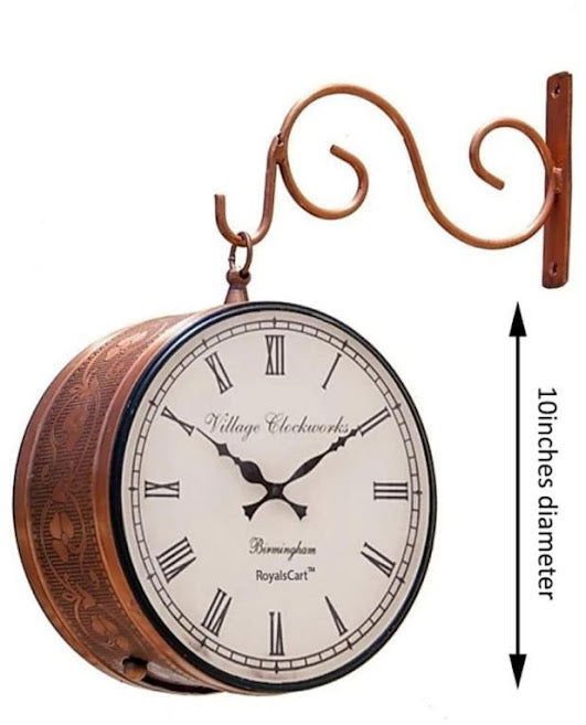 Traditional Copper Finish Railway Station Clock - ArtyCraftz