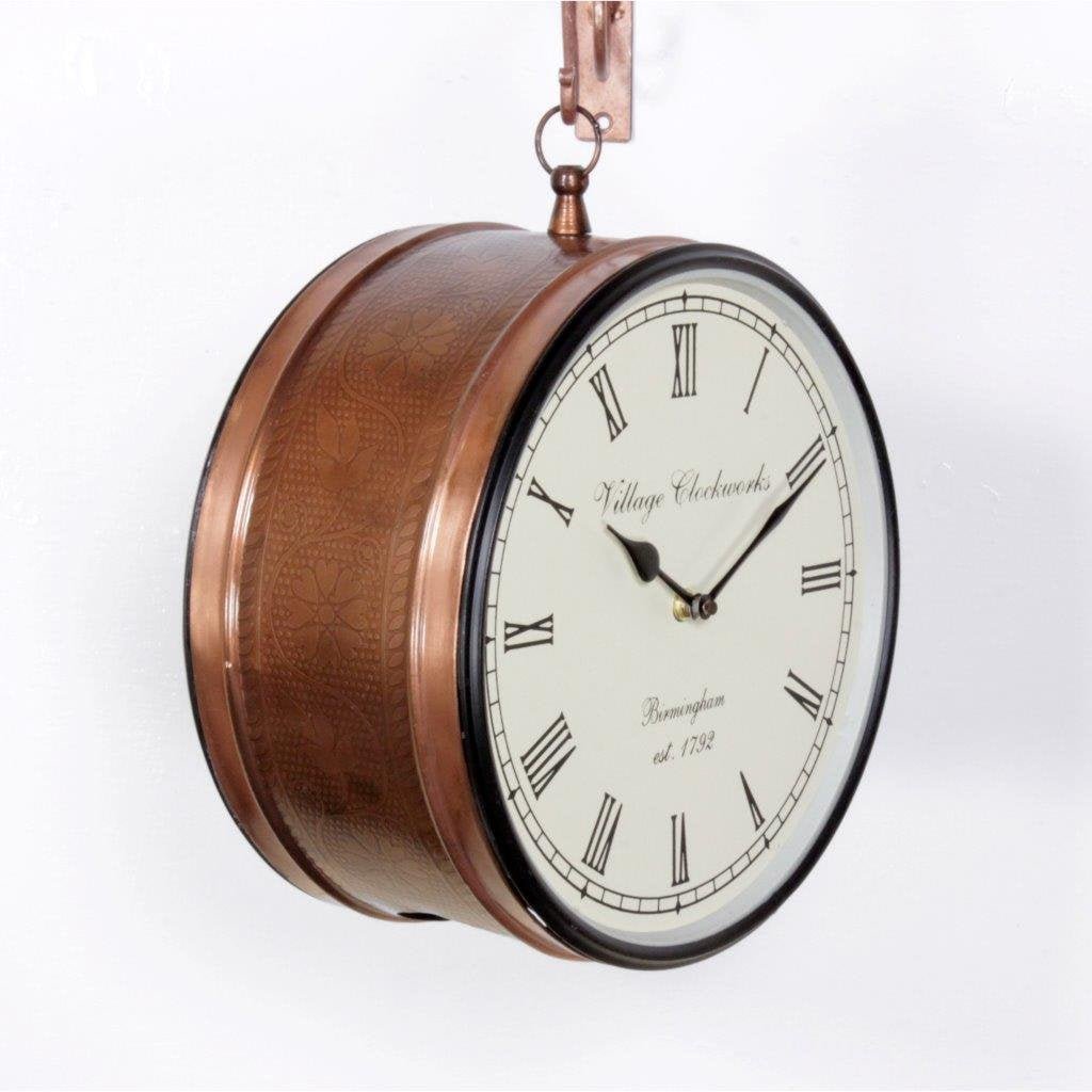 Traditional Copper Finish Railway Station Clock - ArtyCraftz