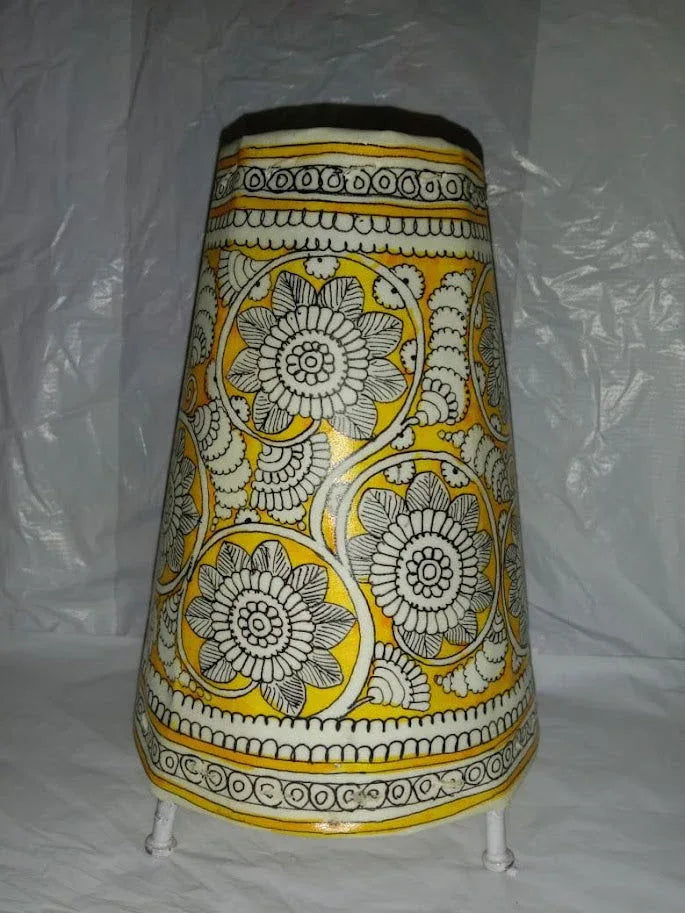 Handcrafted Floral Leather Lampshade 9 Inch- Nimmalakunta Art-ArtyCraftz.com