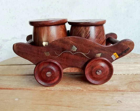 Trolley Shaped Dining Table Salt and Pepper Set with Stand - ArtyCraftz