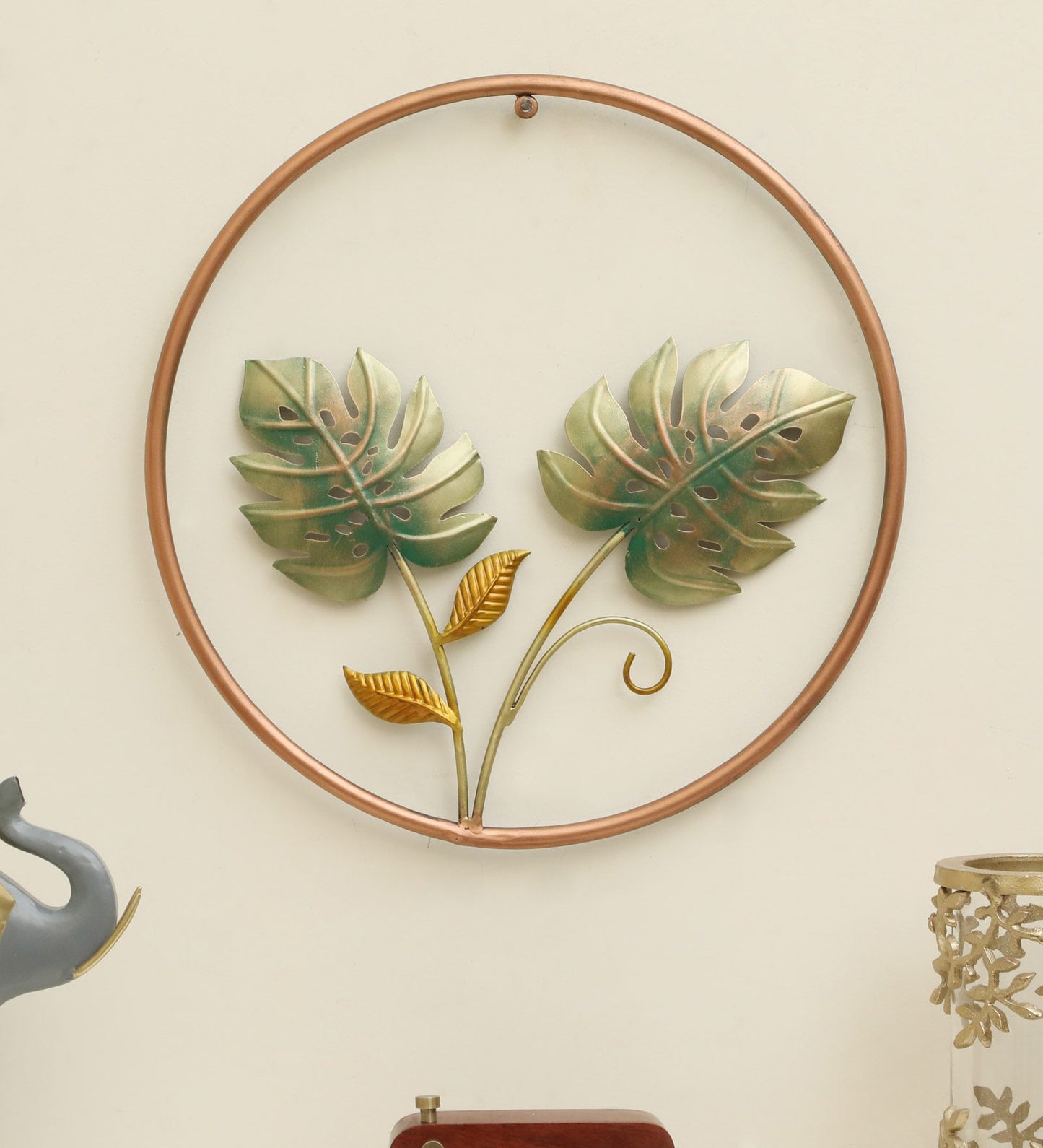 tropical leaf iron wall art 18 x 18 inch-ArtyCraftz.com