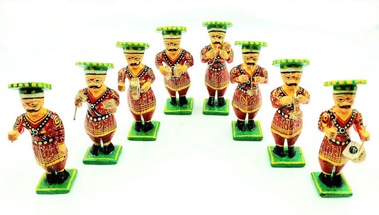 Varanasi 8 wooden musician Showpiece Set - ArtyCraftz