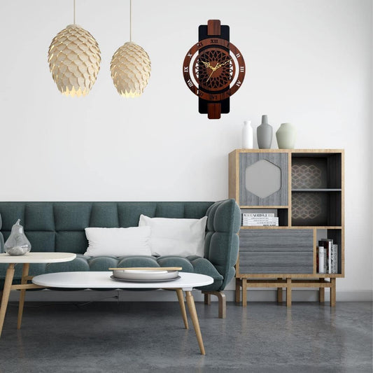 Vintage Style Wooden Analog Wall Clock, Mdf Material - ArtyCraftz