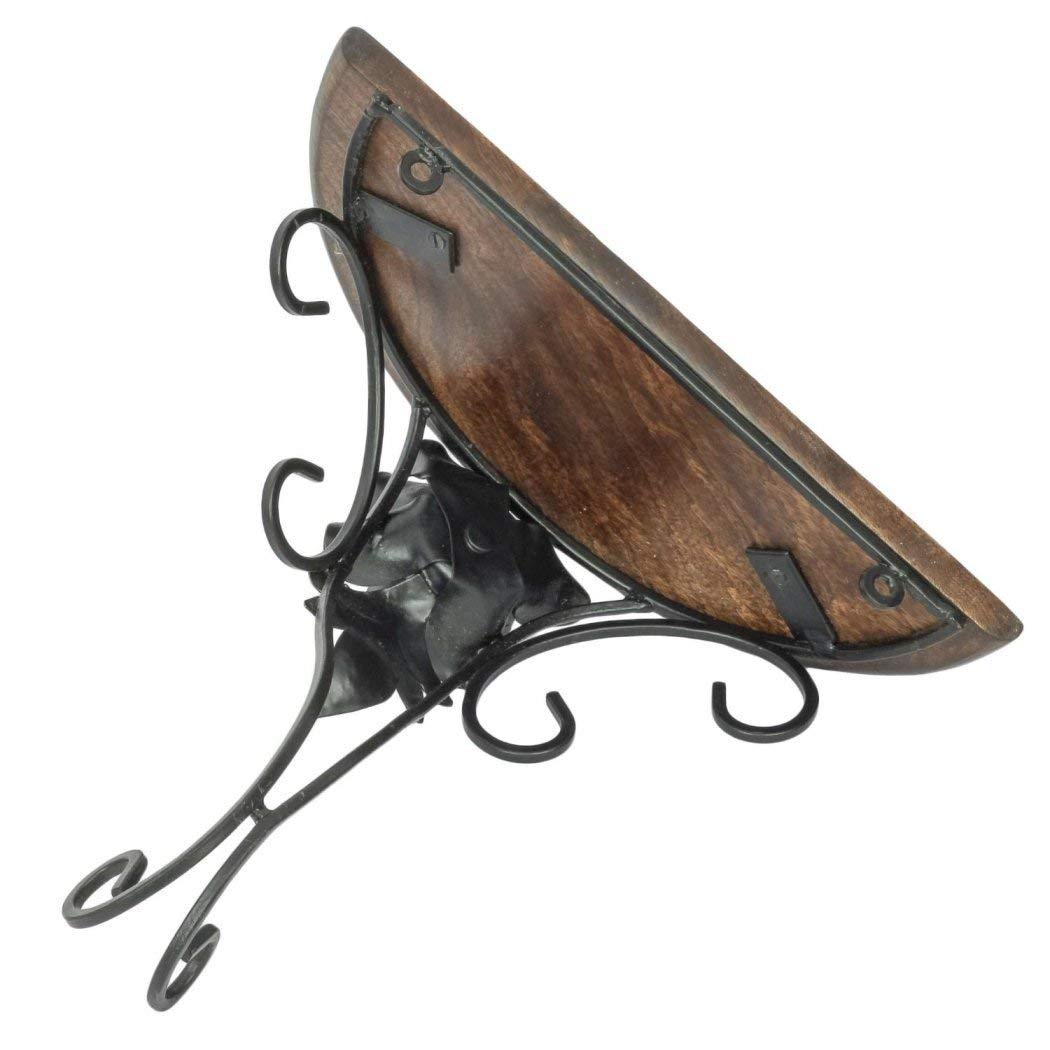 Wall Mounted Wooden and Wrought Iron Shelf - ArtyCraftz