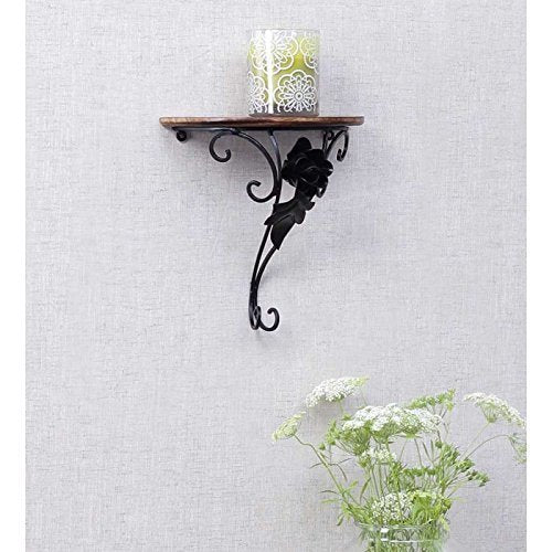 Wall Mounted Wooden and Wrought Iron Shelf - ArtyCraftz