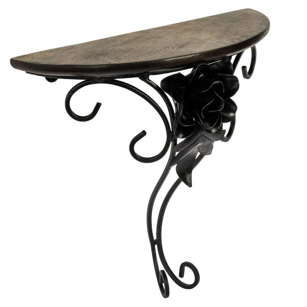Wall Mounted Wooden and Wrought Iron Shelf - ArtyCraftz