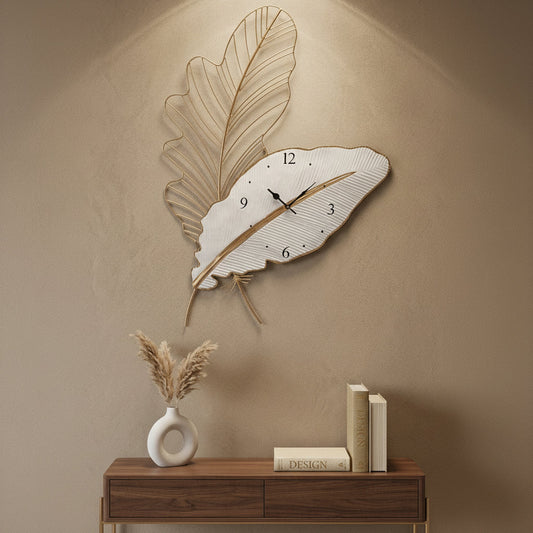 Metal Leaf Decorative Wall Clock