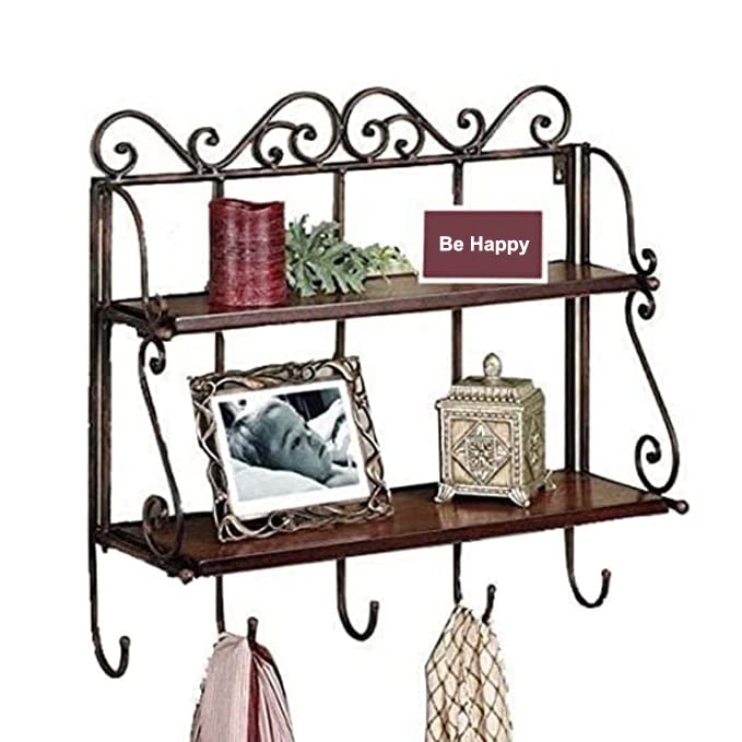 Wrought Iron Wall Shelf with 2 layer - ArtyCraftz