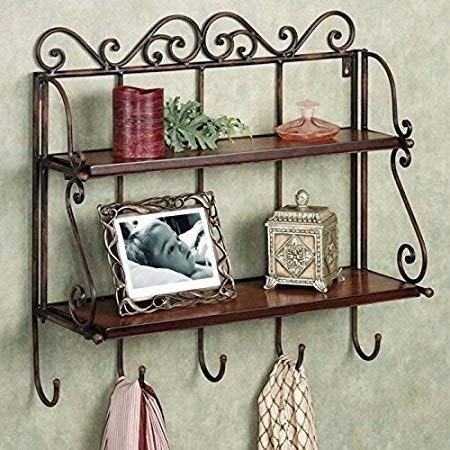 Wrought Iron Wall Shelf with 2 layer - ArtyCraftz
