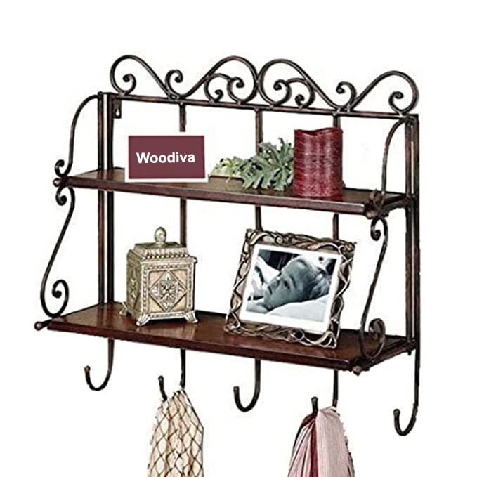 Wrought Iron Wall Shelf with 2 layer - ArtyCraftz