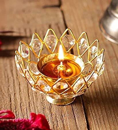 Handmade Brass Crystal Deepak Diya Pooja Gifting