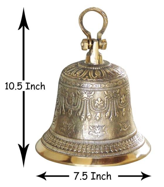 Tibetan Buddhist Style Engraved Brass Hanging Pooja Bell-ArtyCraftz.com