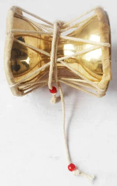 Handcrafted Brass Damru for Pooja 4*4*4.1 Inches
