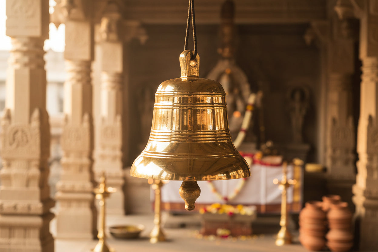 Solid Brass Hanging Pooja Bell-ArtyCraftz.com