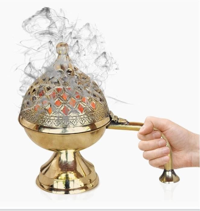 Brass Sambrani Dhoop Burner with Handle for Pooja Rituals