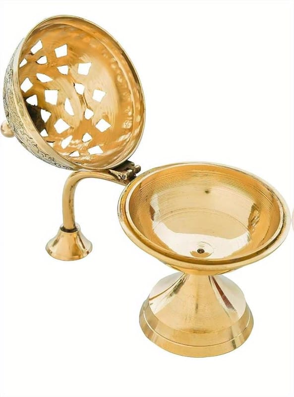 Brass Sambrani Dhoop Burner with Handle for Pooja Rituals