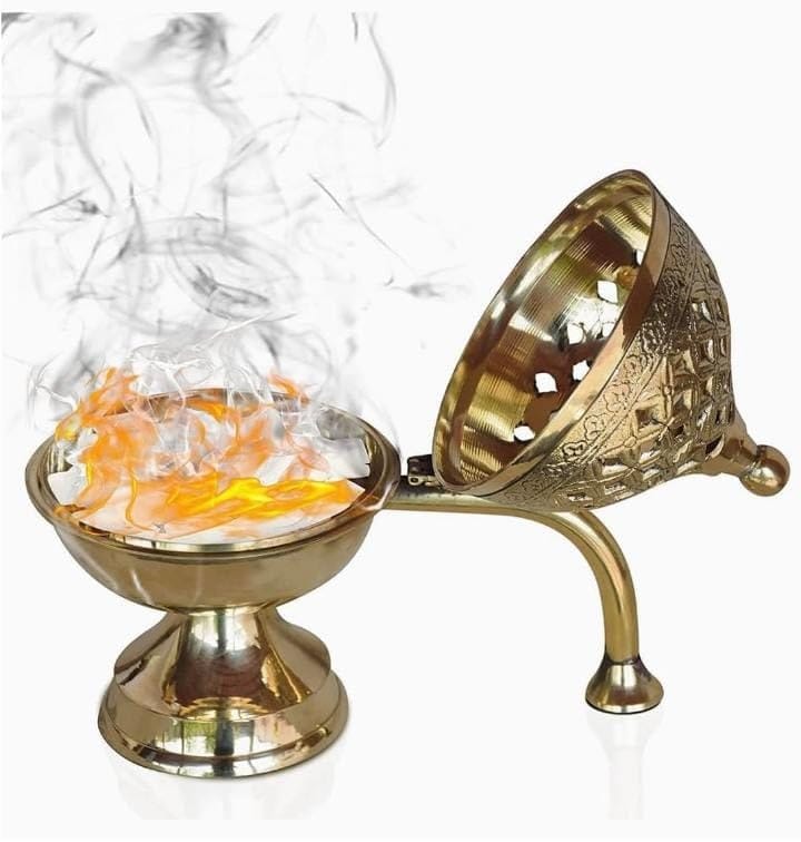 Brass Sambrani Dhoop Burner with Handle for Pooja Rituals