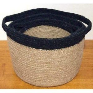 Handcrafted Woven Natural Jute & Cotton Planter Basket
