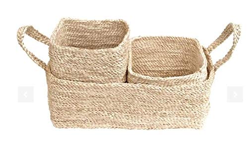 Handcrafted Woven Storage Basket Jute Rope Organizer Baby Laundry Baskets for Blanket Toys Towels Nursery Hamper Bin with Handle