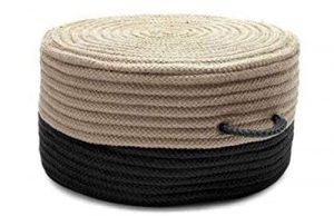 Two-Tone Jute Pouf With Handle