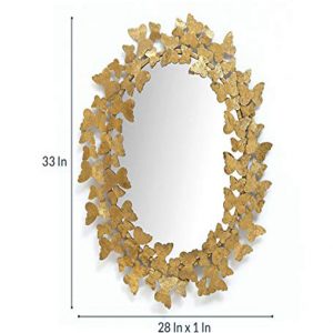 Gold Iron Butterfly Round Wall Mirror
