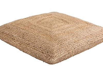 Rectangular Jute Floor Cushion Cover (Beige) (45x45x10 cm)