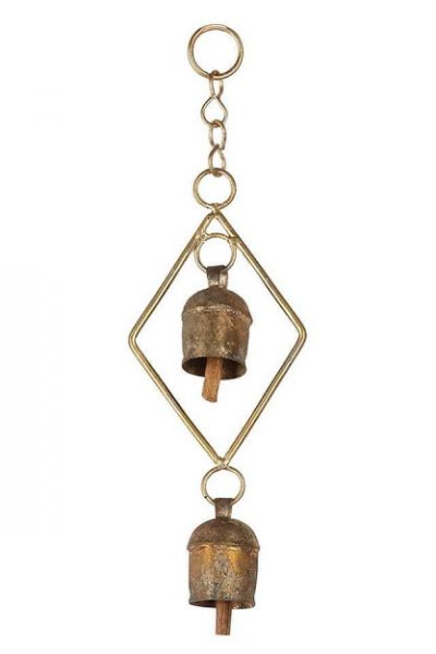 Copper Wall Hanging 2 Bell Diamond Chain