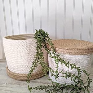 Handcrafted Woven Oval Long Floral Pots Bag Natural Jute Plant Bag Cum Basket Pot Bags for All Plants Home Room Hall Decor Indoor Outdoor Plant Sack Size 10×10/12×12 Combo