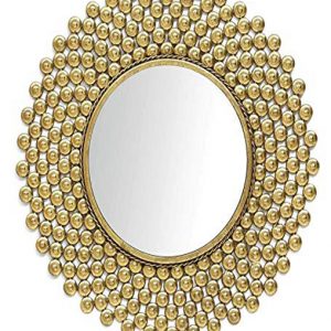 Gold Iron Cam Round Wall Mirror