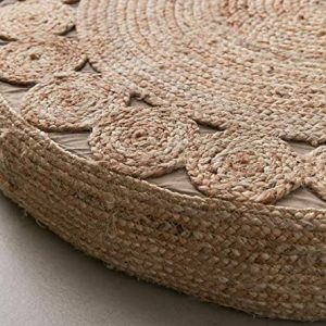 Round Floor Cushion Filled with thermacoal Sheet (Beige) (70X70X20)