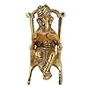 Handcrafted Brass Ganesha Statue Sitting on Chair and Reading Ramayan