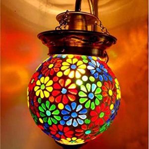 Handcrafted Little Flower on Top Hanging Wall Lamp/Home Light with Metal Fitting (Off-White)