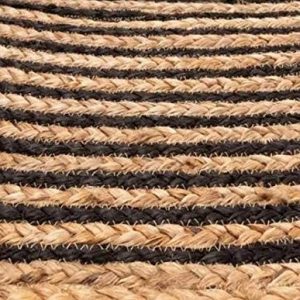 Handcrafted Round Beige & Black Jute Mat |Round Jute Mat Rug/Jute Mat Carpet for Livingroom, Bedroom, Dining Room (35 cm) (35 cm)
