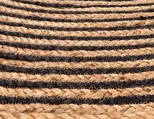 Handcrafted Round Beige & Black Jute Mat |Round Jute Mat Rug/Jute Mat Carpet for Livingroom, Bedroom, Dining Room (35 cm) (35 cm)