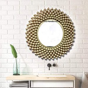 Metal Wall Mirror (56 x 56 x 4 cm, Gold)