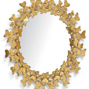Gold Iron Butterfly Round Wall Mirror