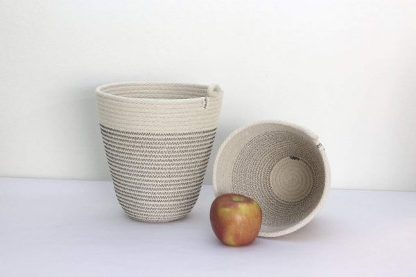 Handcrafted Woven Round Pots Bag Natural Cotton Plant Bag Pot Bags for All Plants Home Room Hall Decor Indoor Outdoor Plant Sack Cum Basket (Set of 2)