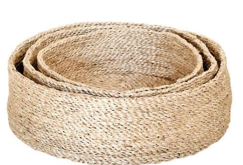 Handcrafted Woven Storage Basket Jute Rope Organizer Baby Laundry Baskets for Blanket Toys Towels Nursery Hamper Bin Without Handle Set of 3 (Beige)