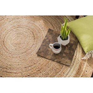 Handcrafted Round 90 cm Designer Circle Mat |Round Jute/Cotton Mat Rug/Jute/Cotton Mat Carpet for Livingroom, Bedroom, Dining Room(25)