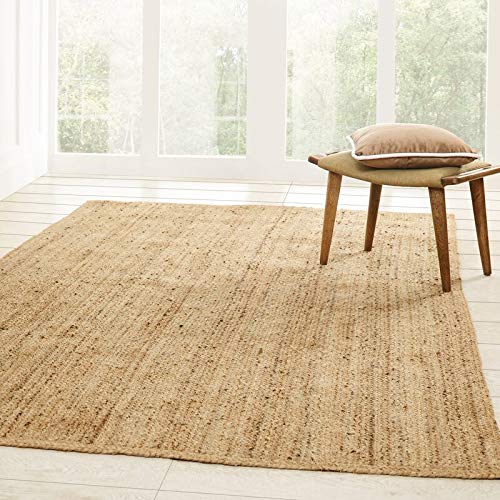 Handcrafted Rectangular Jute Mat |RectangularJute Mat Rug/Jute Mat Carpet for Livingroom, Bedroom, Dining Room (Beige-1,  6X4 FEET)