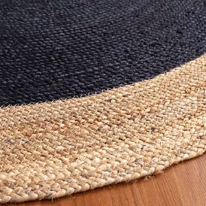 Handcrafted Round Beige and Black Natural Jute Mat | Round Jute Mat Rug/Mat for Yoga, Jute Mat Carpet for Livingroom, Bedroom, Dining Room (70 cm)